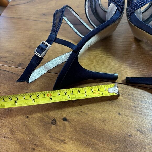 Adrianna Papell Womens 8.5 Navy Blue Strappy Mesh Formal Heels Shoes - Picture 5 of 7